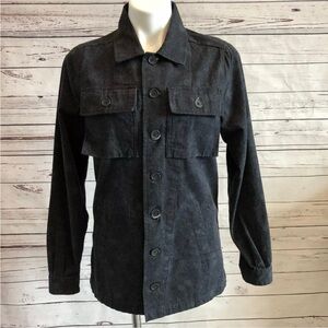 Lularoe Supply Military Jacket SIZE XS Blue Floral Heavy Denim Button Front NWT